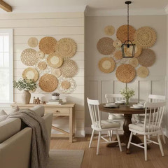 Brown 9.8 In. X 9.8 In. Set of 13 Boho Wall Basket Decor Seagrass Wall Hanging D