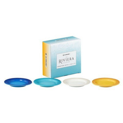 Le Creuset Plates 17cm Set of 4 RIVIERA Collection Teal Meringue Azure Nectar