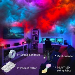 USB 3D Cotton Thundercloud LED Light 17ft, Multicolor – APP & Remote Control