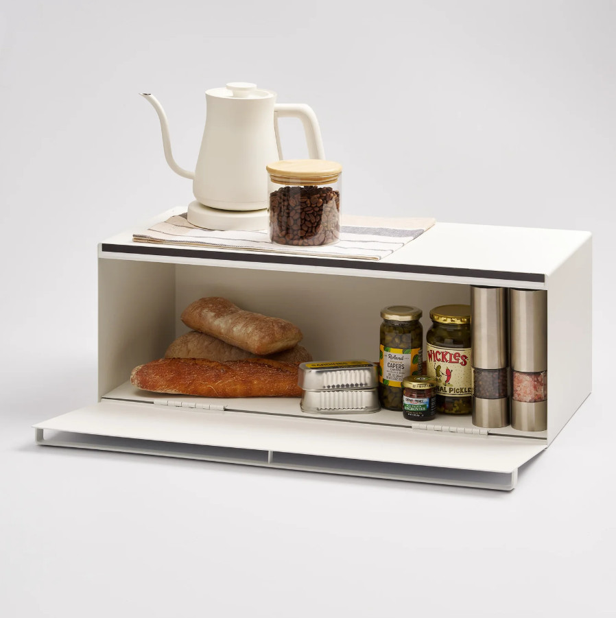 Yamazaki Home Tower Bread Box Wide Kitchen Countertop Storage Bin Organizer