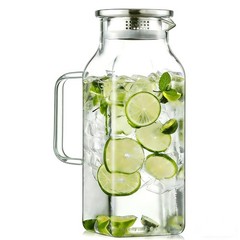 1 Pack 2 Liters/68 oz Square Glass Pitcher with Lid and Handle, Glass Carafe …