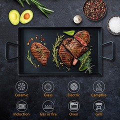 Pre-seasoned cast iron griddle pan with 2 Handles – Flat top Plate for stove …