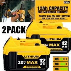 2Pack For DeWalt 20V 20 Volt Max XR 12.0AH Lithium Battery DCB206-2 / Charger