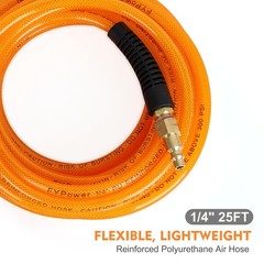 Air Compressor Hose 1/4 Inch x 25 Feet Flexeel Reinforced Polyurethane (PU) A…