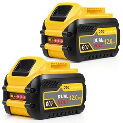 2X 12.0Ah Battery For DEWALT 20V 60V For DCB612 FLEXVOLT Li-Ion Battery DCB609-2