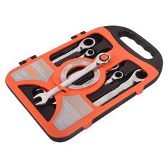 Ratchet Wrench Combination Kit Metric Fixed Spanners Tool 7 Piece Set 8mm-19mm