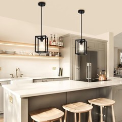 Matte Black Metal Farmhouse 6.7 x 9.8in Hanging Pendant Light Fixture (Set of 2)