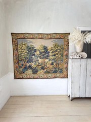 5.8ftx4.6ft Tapestry French Woven Pastoral Landscape Wall Hanging Wall Art Verd