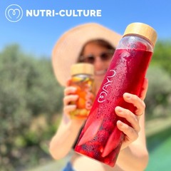 Mayu Pure Glass Reusable Water Bottle W/Bamboo Lid 1 Liter 100 Grade-A