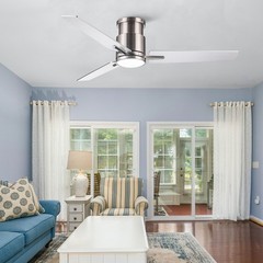 52″ Brushed Nickel Low Profile Ceiling Fan with Light Energy Saving Fan NEW