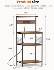 4 Tier Microwave Stand,Kitchen Bakers Rack w/ Power Outlet,Adjustable Shelf Unit