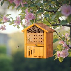 Mason Bee House -Wax Coated Mason House for The Garden, Natural Handmade Wood…