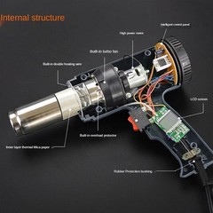 2500W Electric Heat Gun with LCD Display, Dual Temperature Control+4 Nozzles