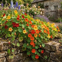 Nasturtium SINGLE MIX Climbing Vine Red+ Fragrant Hummingbirds Non-GMO 20 Seeds
