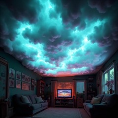 USB 3D Cotton Thundercloud LED Light 17ft, Multicolor – APP & Remote Control