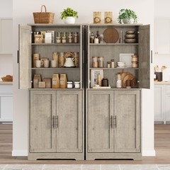 70″ Tall Kitchen Pantry Cabinet Storage Cabinet W/ 4 Doors & Adjustable Shelves
