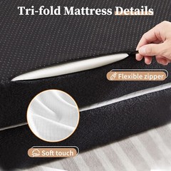 4″ Tri-fold Memory Foam Mattress, Foldable Portable Floor Bed,Washable Cover