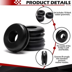 10 Pack Rubber Grommet Pressure Washer Nozzle Holder 7/8″ OD X 7/16″ ID Gasket