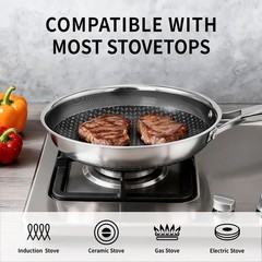 10-Pc Stainless Steel Pot and Pan Set with Lids, Non-Stick & Oven Safe, For Gas