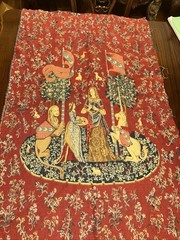 Vintage Tapestry The Lady & The Unicorn 26.5”x 46” Medieval Unfinished & Unframe