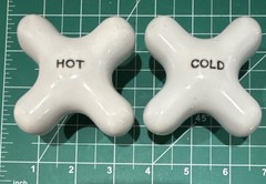 Vintage Speakman Porcelain Hot & Cold Cross Handles, Shower Sink Tub Knobs 3.25”