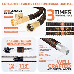 50FT Expanding Expandable Flexible Garden Water Hose w 10 Funtion Spray Nozzle