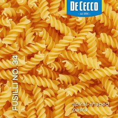De Cecco Fusilli No. 34 Pasta, 16 Oz, Authentic, Slow 16 Ounce (Pack of 1)