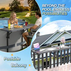 BoYata Pool Bar, Above Ground Poolside Bar Table, 49.4×9.6″ Stable & Large Pool