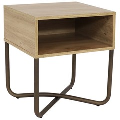 Industrial-Style MDP Side Table with Shelf – Brown – 19.75 in by Sunnydaze