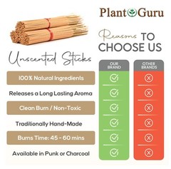 100 UNSCENTED Incense Sticks 11″ – 100% Natural Light Brown Joss Wood Punk Bulk
