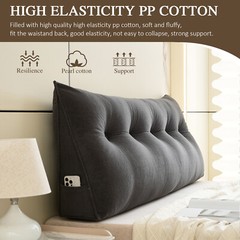 Corduroy Bed Wedge Pillow Headboard Bolster Back Rest Cushion Pillow f Sofa Bed