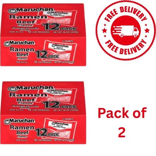 Maruchan Ramen Noodle Soup, Beef Flavor Instant Noodles, 3 oz, Pack of 12 (Pack