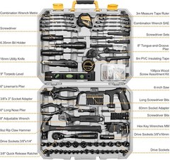 DEKO 218 PCS General Household Hand Tool Set Screwdriver Set,Socket Set