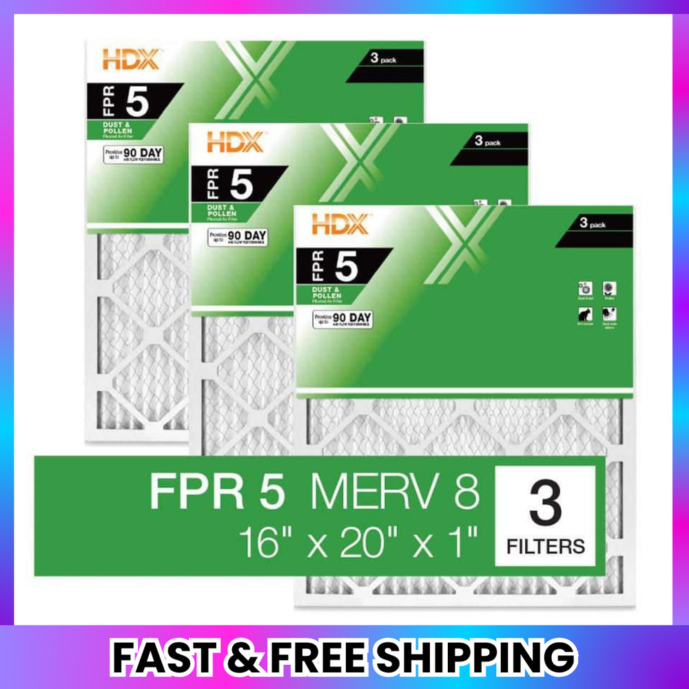 16 X 20 X 1 In. Standard Pleated Furnace Air Filter FPR 5, MERV 8 (3-Pack)