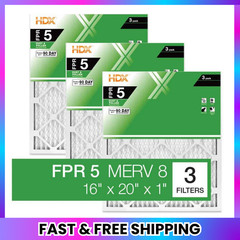 16 X 20 X 1 In. Standard Pleated Furnace Air Filter FPR 5, MERV 8 (3-Pack)