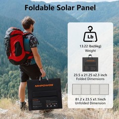 MHPOWOS 220W Portable Solar Panel Foldable IP67 7-in-1 Cable for Power Station