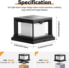 Solar Post Cap Lights Outdoor Flickering Flame Fence Lamp 4×4 Vinyl Wooden Posts