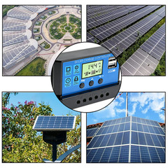 10A 12V/24V Solar Panel Battery Charge Controller LCD Auto Regulator Two USB US