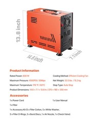 PCP Air Compressor 800W Dual-Cylinder PCP Airgun Compressor 4500PSI Auto Stop