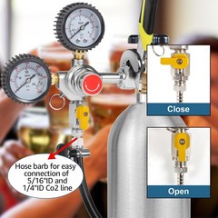 CO2 Regulator Draft Beer Regulator 60PSI Output Pressure Dual Stages Kegerato…
