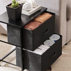 2Pcs Nightstand End Table Side Table with 2 Fabric Drawers Bedside Table Bedroom