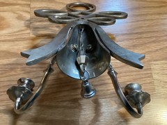 Hand Forged Iron Silver Metal Steel Two Arm Candleholder Wall Sconce