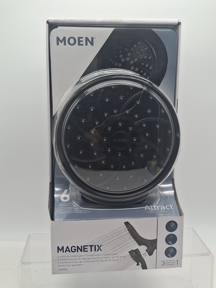 MOEN Attract Magnetix 6-Spray 6.75 in. Dual Shower Head 1.75 GPM Matte Black