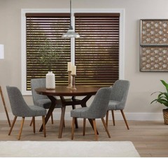 Textured Dark Oak Cordless Room Darkening Faux Wood Blinds 2 In Slats 24.25 X 48