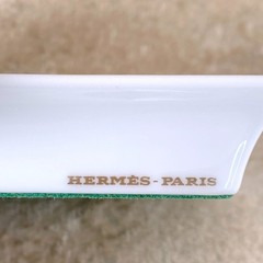 Hermes Mini Change Tray Porcelain Ashtray Patchwork 8x8cm Set of 2 with Case