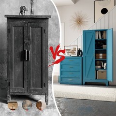 71″ Tall Pantry Cabinet, Blue Metal Pantry Storage Cabinet
