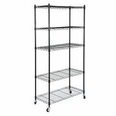 2PCS 5-Tier Shelves Wire Unit Rack Large Space Storage Rolling with 8 Casters