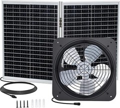 50W Solar Attic Fan Kit 14″ DC Fan with 25W Motor for Roof Vent or Chicken Coop