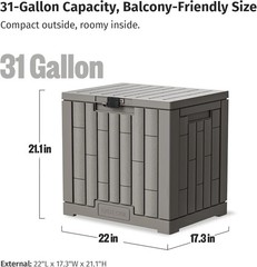 EAST OAK Outdoor Storage Box, 31 Gallon Deck Box Indoor and Outdoor Use, Waterpr