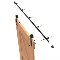 6.6FT Sliding Barn Door Hardware Kit Modern Closet Hang Style Track Rail Black